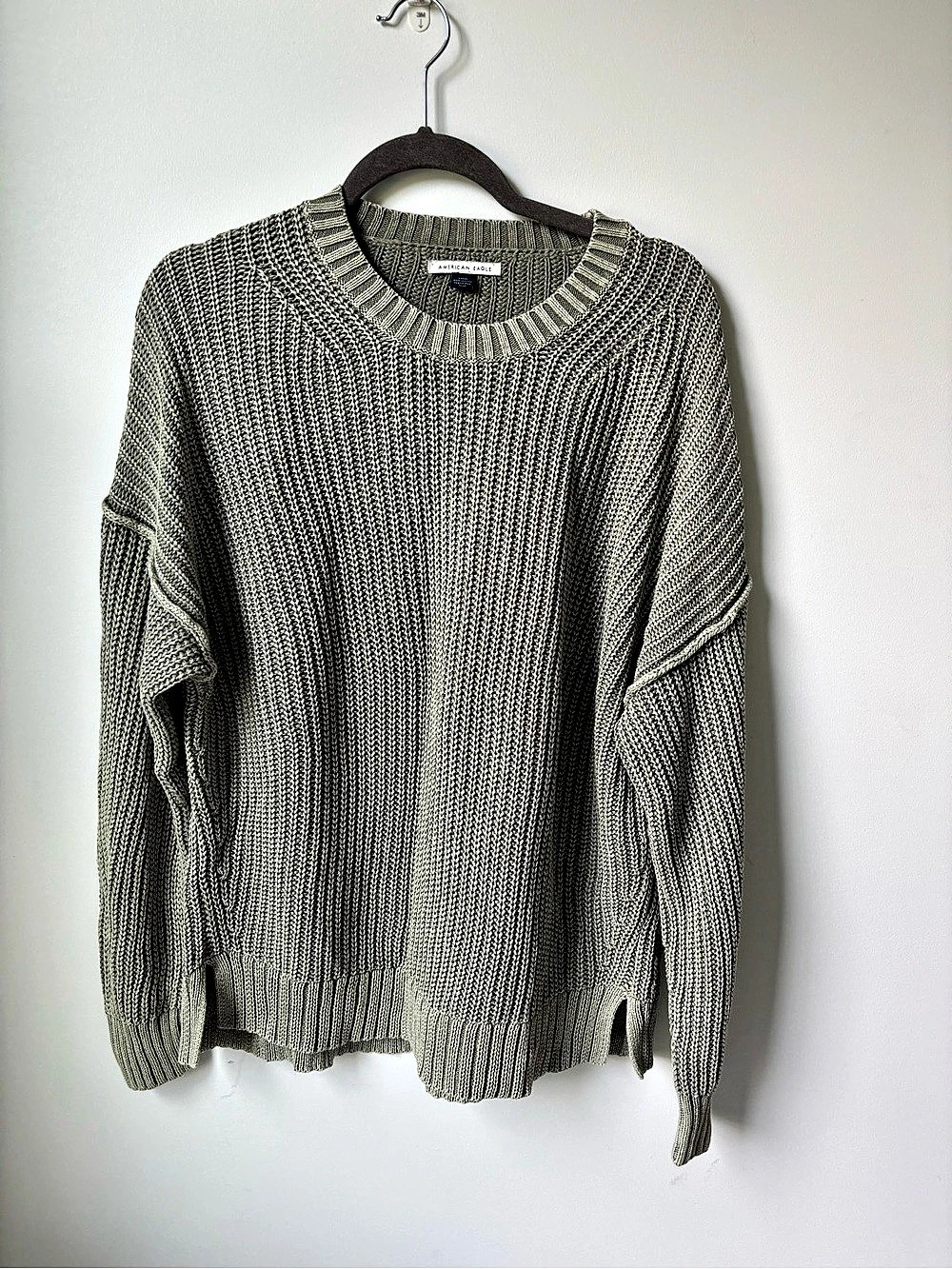 Oversize American Eagle Crewneck Sweater in Green Size Large